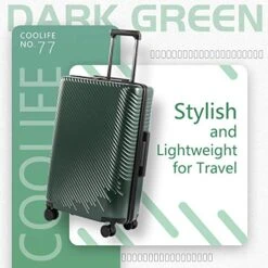 Coolife Luggage 3 Piece Sets PC+ABS Spinner Suitcase Carry On Fashion (Dark Green, One_Size) -Luggage Factory Store 51lwIRysyNL
