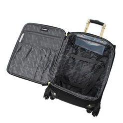 Steve Madden Designer Luggage Collection- 3 Piece Softside Expandable Lightweight Spinner Suitcases- Travel Set Includes Under Seat Bag, 20-Inch Carry On & 28-Inch Checked Suitcase (Peek-A-Boo Black) -Luggage Factory Store 51m5wnrl9VL ec711fdb fcb9 4089 9e2a 83f32f7f89ac