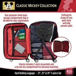 FUL Disney Mickey Mouse 3 Piece Rolling Luggage Set, Hardside Suitcase With Spinner Wheels, 21 Inch, 25 Inch And 29 Inch, Black 16 FUL Disney Mickey Mouse 3 Piece Rolling Luggage Set, Hardside Suitcase With Spinner Wheels, 21 Inch, 25 Inch And 29 Inch, Black -Luggage Factory Store 51mbHS12aIL