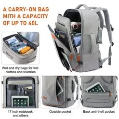 LOVEVOOK Carry On Backpack, 40L Travel Backpack For Women Men Airline Approved, Expandable Large Suitcase Backpacks With 4 Packing Cubes, Aer Travel Pack 3, Water Resistant Weekender Bag -Luggage Factory Store 51qJawKwYGL