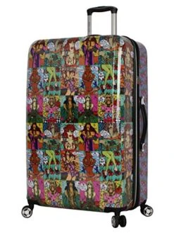 Betsey Johnson 30 Inch Checked Luggage Collection - Expandable Scratch Resistant (ABS + PC) Hardside Suitcase - Designer Lightweight Bag With 8-Rolling Spinner Wheels (Girls Print)