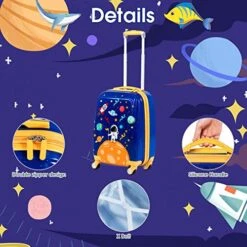 Goplus Kids Luggage Set, 12" & 18" Kids Carry On Luggage Set, Multi-directional Wheels Suitcase, Large Capacity Rolling Trolley Suitcase, Gift For Boys And Girls Toddlers Children Travel (Universe) -Luggage Factory Store 51r9RwNAjoL