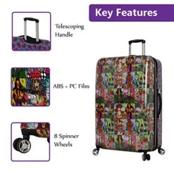 Betsey Johnson 30 Inch Checked Luggage Collection - Expandable Scratch Resistant (ABS + PC) Hardside Suitcase - Designer Lightweight Bag With 8-Rolling Spinner Wheels (Girls Print) -Luggage Factory Store 51sumMYE4wL