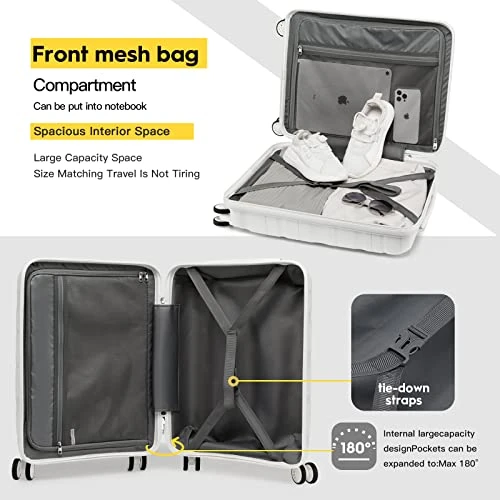 Melalenia Luggage Carry On Suitcase, PP Material Suitcase With Spinner Wheels,TSA Luggage Locks 22x14x9 Airline Approved (Nude Pink) 5 Melalenia Luggage Carry On Suitcase, PP Material Suitcase With Spinner Wheels,TSA Luggage Locks 22x14x9 Airline Approved (Nude Pink) - Image 3