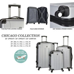 Travelers Club Chicago Hardside Expandable Spinner Luggage, Silver, 3-Piece Set (20/24/28) 9 Travelers Club Chicago Hardside Expandable Spinner Luggage, Silver, 3-Piece Set (20/24/28) -Luggage Factory Store 51uemhFlJtL