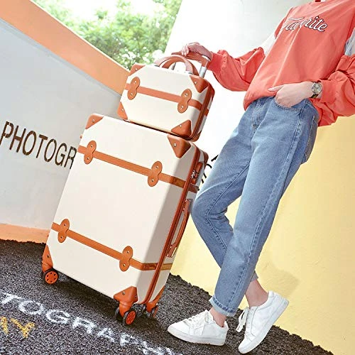 Classical Retro Rolling Luggage With Cosmetic Bag For Women Travel Carry On Trolley Suitcase,Gray,26 7 Classical Retro Rolling Luggage With Cosmetic Bag For Women Travel Carry On Trolley Suitcase,Gray,26 - Image 5