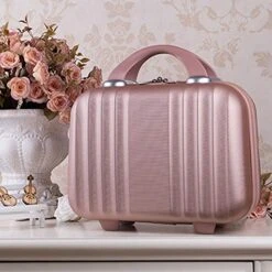 Exttlliy Mini Hard Shell Hard Travel Luggage Cosmetic Case, Small Portable Carrying Case Suitcase For Makeup (Rose Gold) -Luggage Factory Store 51wV RH cbL
