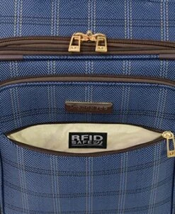 London Fog Brentwood II 4 Piece Set (with Under The Seat Bag), Blue Window Pane -Luggage Factory Store 612DNBWF52L