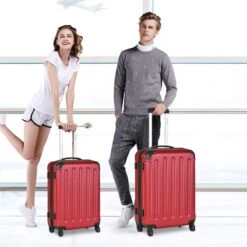 Goplus 3Pcs Luggage Set, Hardside Travel Rolling Suitcase, 20/24/28 Rolling Luggage Upright, Hardshell Spinner Luggage Set With Telescoping Handle, Coded Lock Travel Trolley Case (Wine) -Luggage Factory Store 61976W 2Bvj 2BL