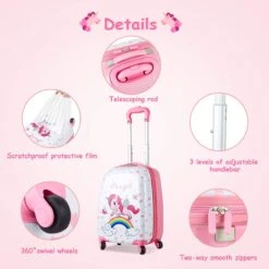 HONEY JOY 2Pc Kids Luggage Set, 12'' Backpack & 16'' Rolling Suitcase, Hard Shell Trolley Suitcase With Spinner Wheels, Carry On Luggage Set For Boys And Girls Travel (Unicorn) 13 HONEY JOY 2Pc Kids Luggage Set, 12'' Backpack & 16'' Rolling Suitcase, Hard Shell Trolley Suitcase With Spinner Wheels, Carry On Luggage Set For Boys And Girls Travel (Unicorn) -Luggage Factory Store 61COf1S26OL