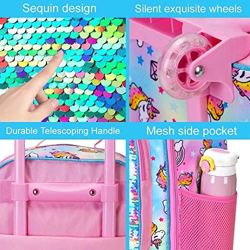 Kids Suitcase, Rolling Luggage With Wheels For Girls - Unicorn 8 Kids Suitcase, Rolling Luggage With Wheels For Girls - Unicorn - Image 6