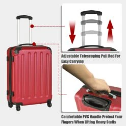 Goplus 3Pcs Luggage Set, Hardside Travel Rolling Suitcase, 20/24/28 Rolling Luggage Upright, Hardshell Spinner Luggage Set With Telescoping Handle, Coded Lock Travel Trolley Case (Wine) -Luggage Factory Store 61W ha8wCML