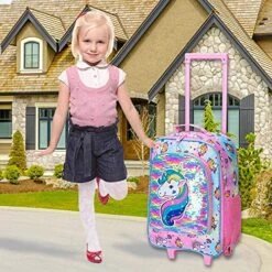Kids Suitcase, Rolling Luggage With Wheels For Girls - Unicorn 11 Kids Suitcase, Rolling Luggage With Wheels For Girls - Unicorn -Luggage Factory Store 61x763suvMS