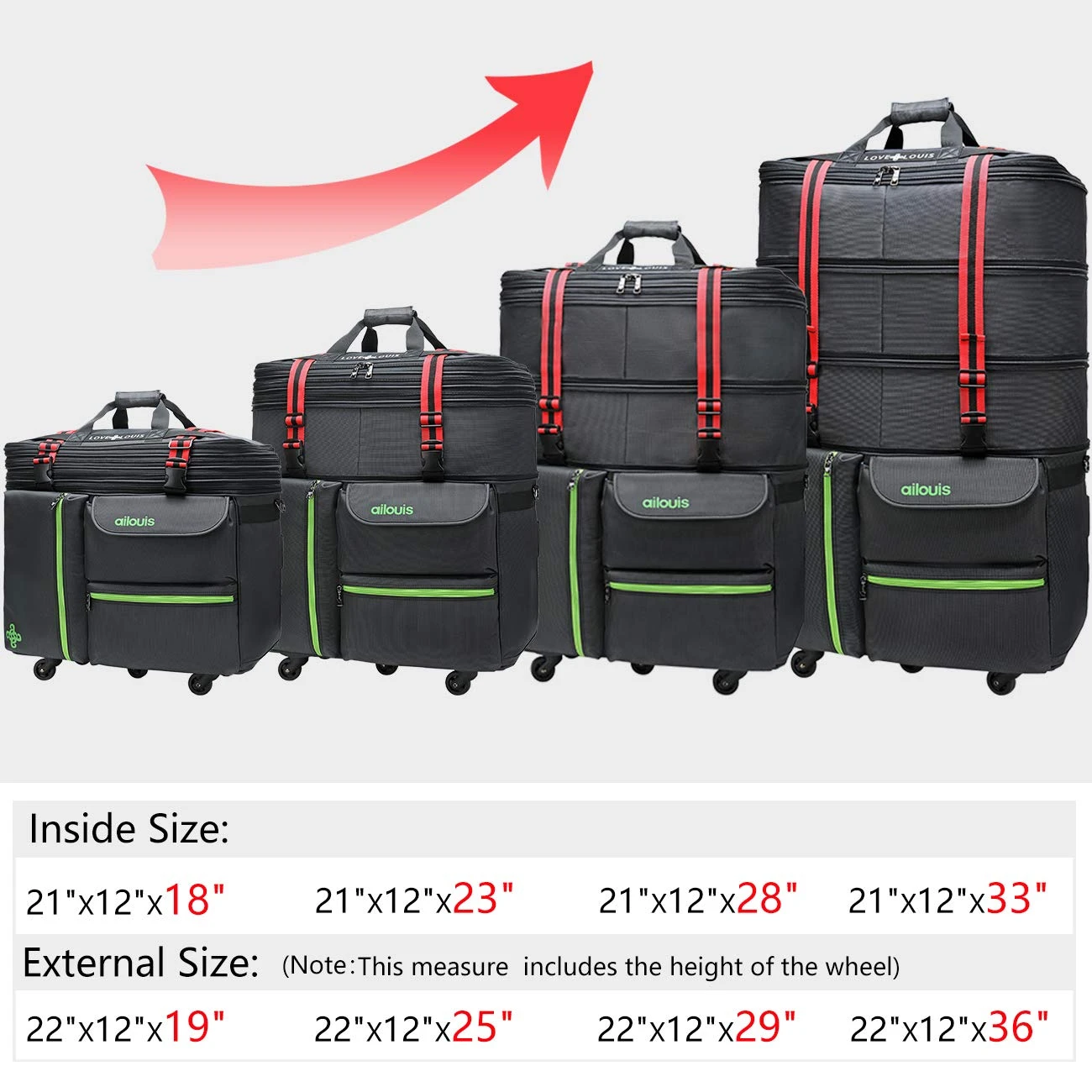 Extra Large Expandable Lightweight Luggage Rolling Duffel Bag (XXL) With Wheels Travelling Foldable Suitcase 8 Extra Large Expandable Lightweight Luggage Rolling Duffel Bag (XXL) With Wheels Travelling Foldable Suitcase - Image 6