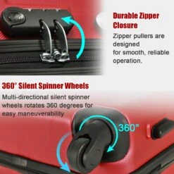 Goplus 3Pcs Luggage Set, Hardside Travel Rolling Suitcase, 20/24/28 Rolling Luggage Upright, Hardshell Spinner Luggage Set With Telescoping Handle, Coded Lock Travel Trolley Case (Wine) -Luggage Factory Store 71hMxiSISeL