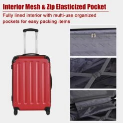 Goplus 3Pcs Luggage Set, Hardside Travel Rolling Suitcase, 20/24/28 Rolling Luggage Upright, Hardshell Spinner Luggage Set With Telescoping Handle, Coded Lock Travel Trolley Case (Wine) -Luggage Factory Store 71yj1Y3buXL