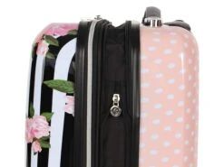 Betsey Johnson 30 Inch Checked Luggage Collection - Expandable Scratch Resistant (ABS + PC) Hardside Suitcase - Designer Lightweight Bag With 8-Rolling Spinner Wheels (Stripe Roses) -Luggage Factory Store 811im9chKmL
