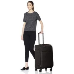 AmazonBasics Belltown Softside Rolling Spinner Suitcase Luggage - 25 Inch, Heather Black -Luggage Factory Store 81WYs1Ee5oL