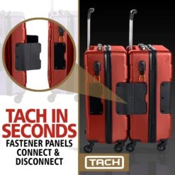 TACH TUFF 3-Piece Hardcase Connectable Luggage & Carryon Travel Bag Set | Rolling Suitcase With Patented Built-In Connecting System | Easily Link & Carry 9 Bags At Once (wine Red) -Luggage Factory Store 81mOEotGOeL