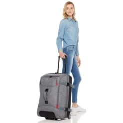 AmazonBasics Rolling Travel Duffel Bag Luggage With Wheels, Medium, Grey -Luggage Factory Store 81y9amPwOVL