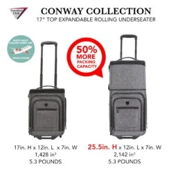 Travelers Club Luggage 17" Top Expandable Underseater W/Side USB Port Connector, Dark Gray Suitcase, Carry -Luggage Factory Store 915ICY5RaBL